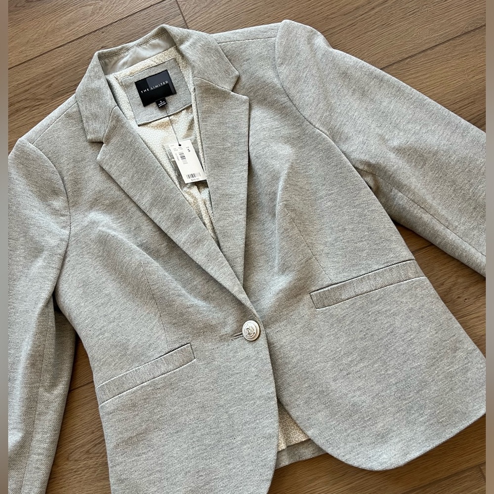 The Limited Heather Gray Cotton Blazer Small NWT Classic Work Office Jacket
